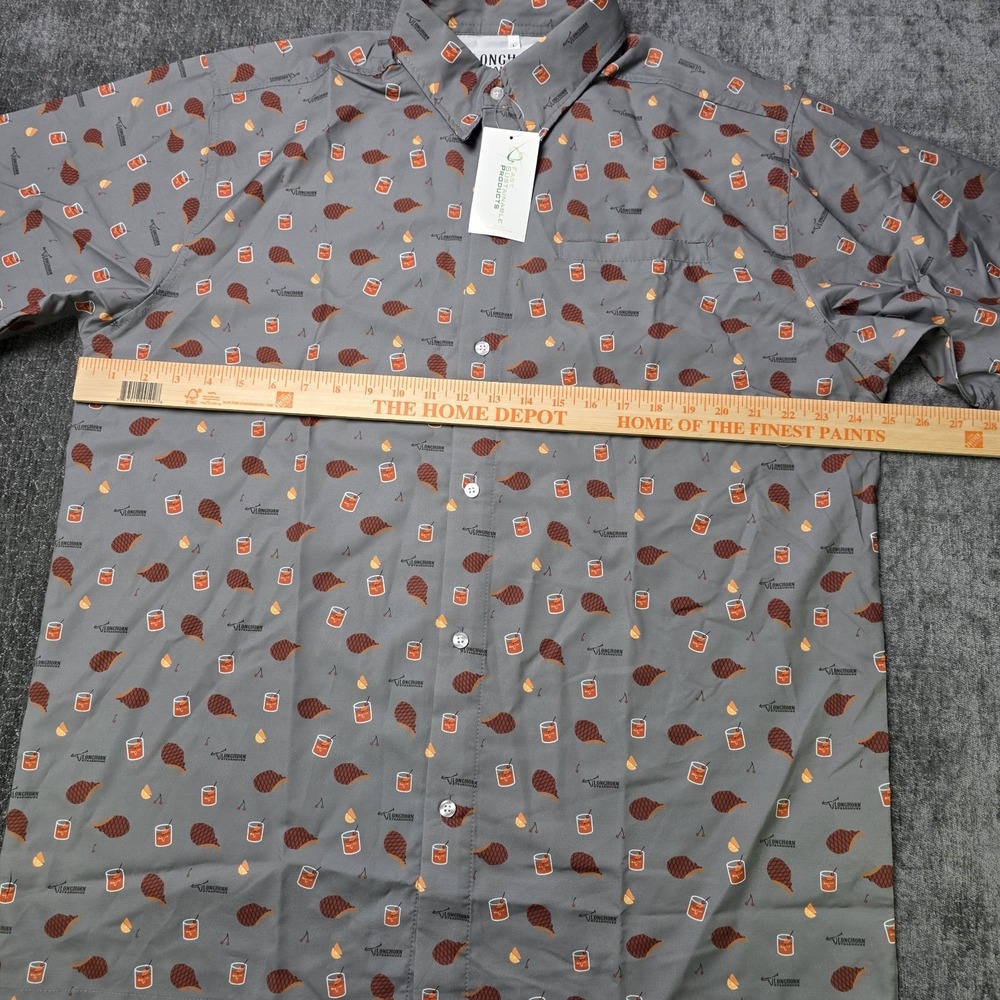 Longhorn Steakhouse Steakwear Button Down Shirt Gray Short‎ Sleeve Size Large L - Picture 2 of 10